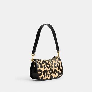 Coach Leopard Print Shoulder Bag with Black Trim